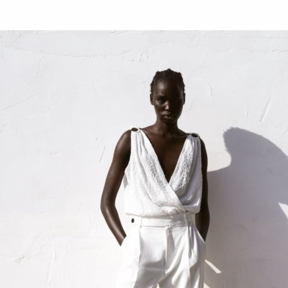 Zara white sleeveless top bodysuit